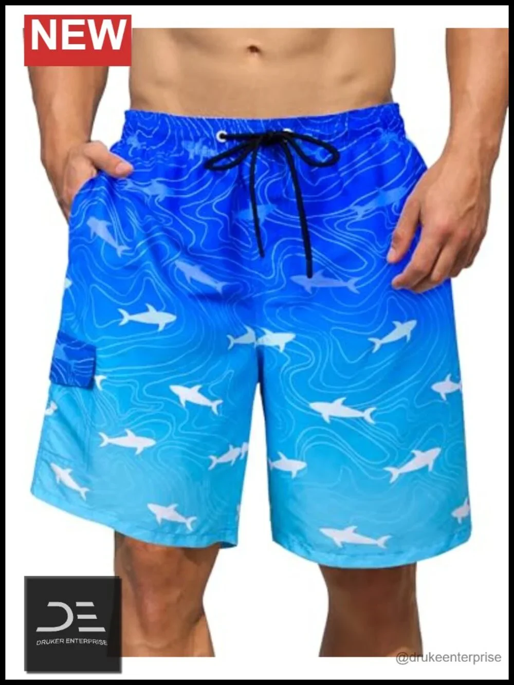 9 inch Quick Dry Board Shorts with Mesh Lining and Zipper Pockets